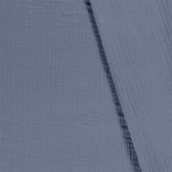 Winter - Dreilagiger Musselin Uni - jeansblau