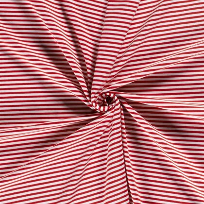 Baumwolljersey Glücksstreifen 5mm - rot