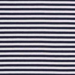 Baumwolljersey Streifen 10mm - dunkelblau/weiss