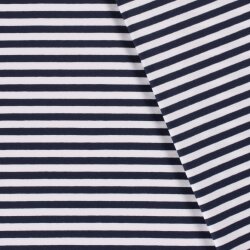 Baumwolljersey Streifen 10mm - dunkelblau/weiss