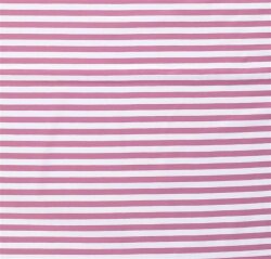 Baumwolljersey Streifen 10mm - altpink/weiss