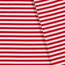 Baumwolljersey Streifen 10mm - rot/weiss