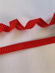 3 Meter - Schrägband Baumwolle rot mit weissen Punkten