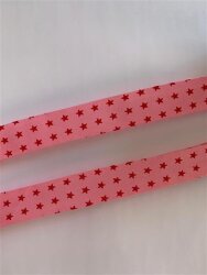 3 Meter -  Schrägband Baumwolle Sterne rot
