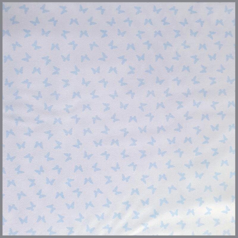 Baumwollstoff Piqué Mini Schmetterlinge weiss-blau