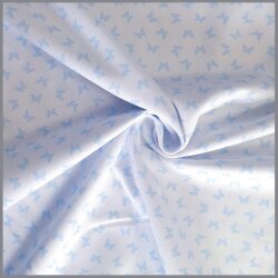 Baumwollstoff Piqué Mini Schmetterlinge weiss-blau