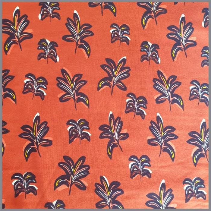 Ganzjahressweat Brushed Blumen - rostrot