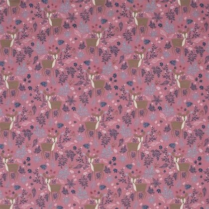 Interieurstoff Rehe im Wald antik pink
