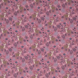 Interieurstoff Rehe im Wald antik pink