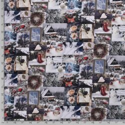 Interieurstoff Winter Kollage - weiss