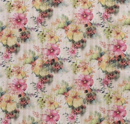 Interieurstoff Aquarell Blumen Leinen Optik
