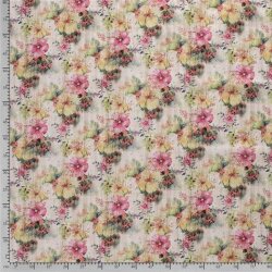 Interieurstoff Aquarell Blumen Leinen Optik