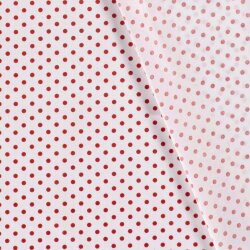 Baumwollpopeline Punkte 9mm - weiss/rot