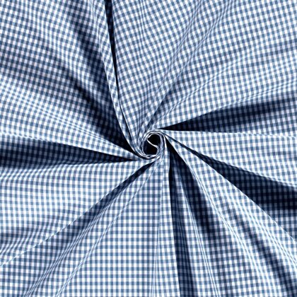 Baumwollpopeline garngefärbt Vichy Karo 5mm - jeansblau