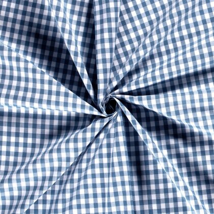 Baumwollpopeline garngefärbt - Vichy Karo 10mm jeansblau
