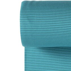 Feinstrickbündchen Streifen - türkis/grün