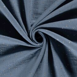 Musselin verstreute Goldtupfen – jeansblau