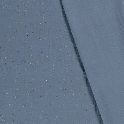 Musselin verstreute Goldtupfen – jeansblau