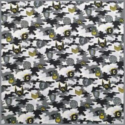Baumwollpopeline Camouflage Wappen grau
