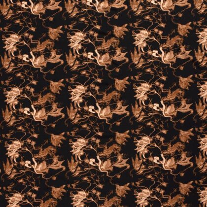 Polyesterjersey Antike Blumen -  rostrot