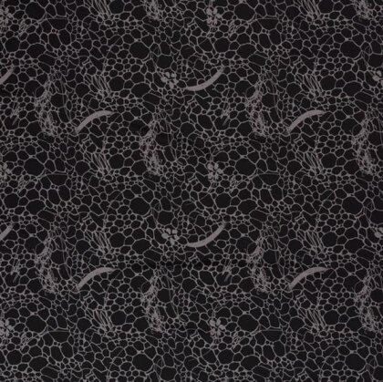 Polyesterjersey Crêpe Blumenmuster -  schwarz