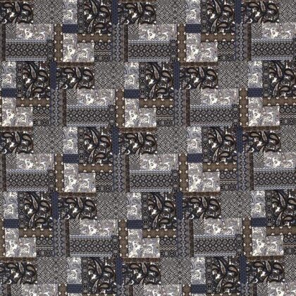 Polyesterjersey Patchwork - jeansblau