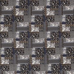 Polyesterjersey Patchwork - jeansblau