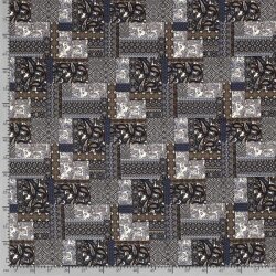 Polyesterjersey Patchwork - jeansblau