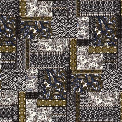 Polyesterjersey Patchwork - senf