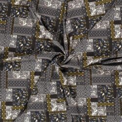 Polyesterjersey Patchwork - senf