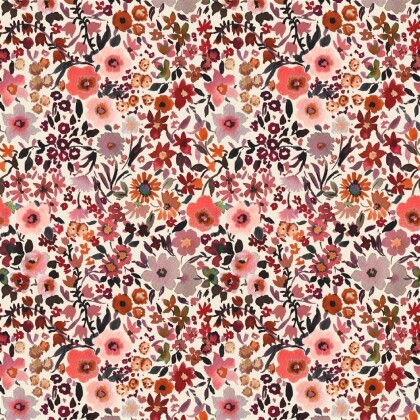 Baumwolljersey Digital Blumen - creme