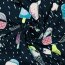 Baumwolljersey Neon Einhorn Party - dunkelblau