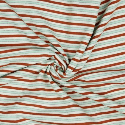 Baumwolljersey Streifen Lurex - terrakotta/SILVER