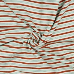 Baumwolljersey Streifen Lurex - terrakotta/SILVER