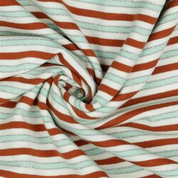 Baumwolljersey Streifen Lurex - terrakotta/SILVER