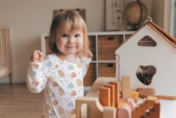 Baumwolljersey Digital Formen und Striche - nachtblau