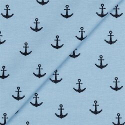 Baumwolljersey Glitzer Anker - hellblau