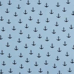 Baumwolljersey Glitzer Anker - hellblau