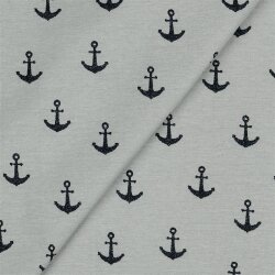 Baumwolljersey Glitzer Anker - lichtgrau