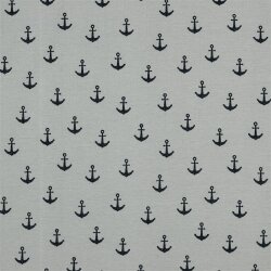 Baumwolljersey Glitzer Anker - lichtgrau