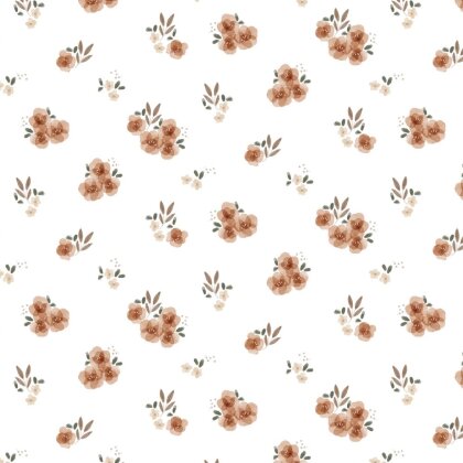 Baumwolljersey Organic Digital Blumen - weiß