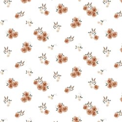 Baumwolljersey Organic Digital Blumen - weiß