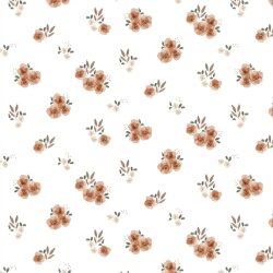 Baumwolljersey Organic Digital Blumen - weiß