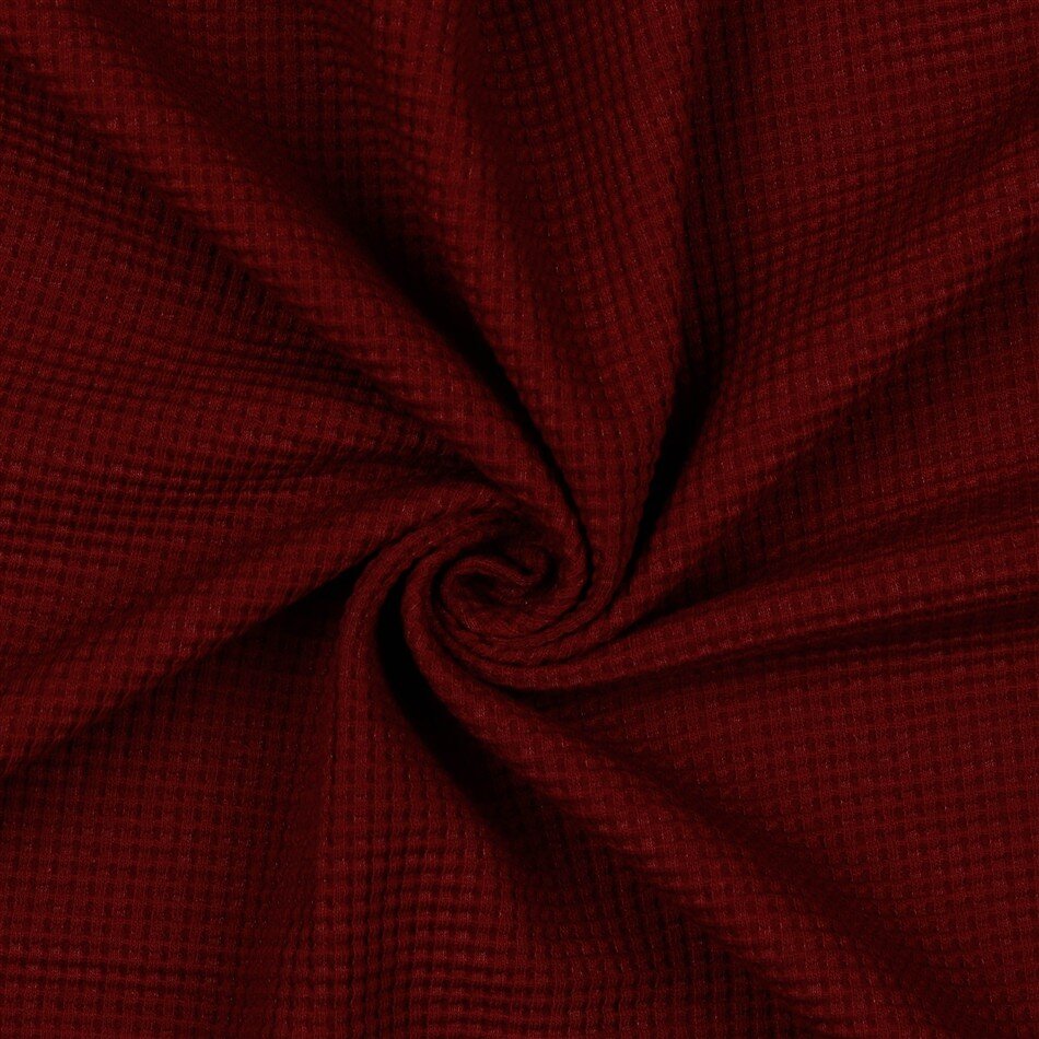 Waffeljersey Organic - dunkelweinrot