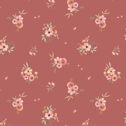 Baumwolljersey Digital Blumen - dunkelrosa