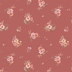 Baumwolljersey Digital Blumen - dunkelrosa