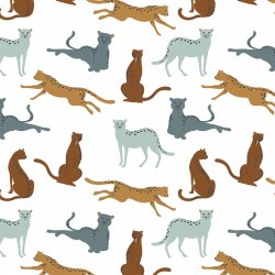 Ganzjahressweat Organic bunter Leopard - weiss