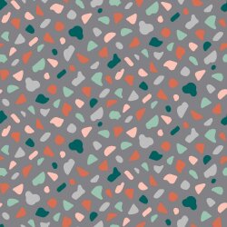 Baumwolljersey Organic Grafik Punkte - steingrau/grau