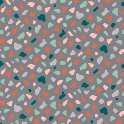Baumwolljersey Organic Grafik Punkte - steingrau/grau
