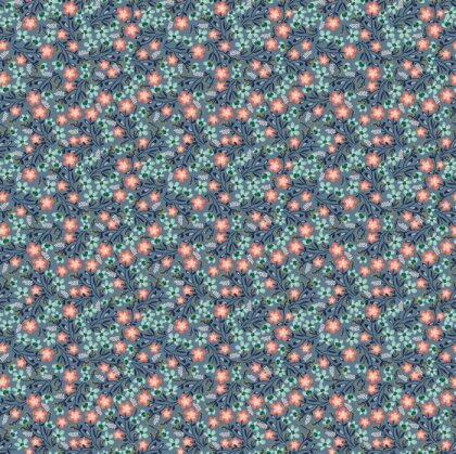 Baumwolljersey Organic kleine Blumen - jeansblau